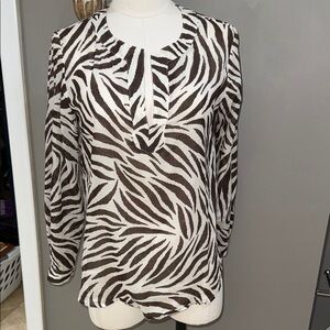 Finley Brown  and Creme Zebra Print Blouse
